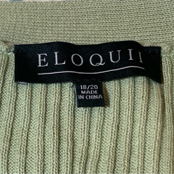 Eloquii Women's Long Sleeve Button Up Ribbed Midi Dress In Green. Large - Picture 10 of 13